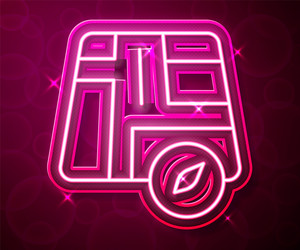 glowing neon line map pointer with taxi car icon vector image