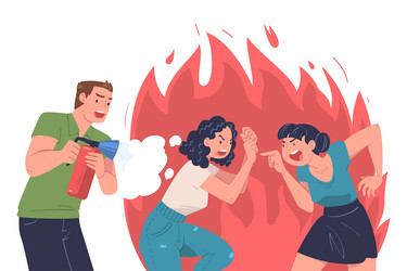 Angry man with furious face in flame shouting Vector Image