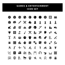 set game and entertainment icon with glyph vector