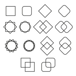 geometric icon set outline shape elements minimal vector image