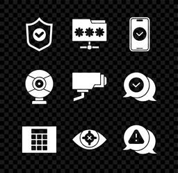 set shield with check mark folder password vector image
