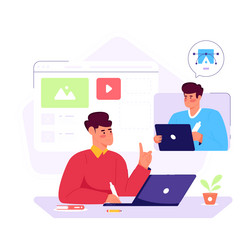 a customizable flat of web designing vector image