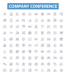 company conference line icons signs set vector