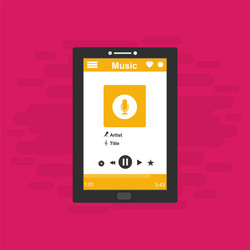 media player application app template with flat vector image