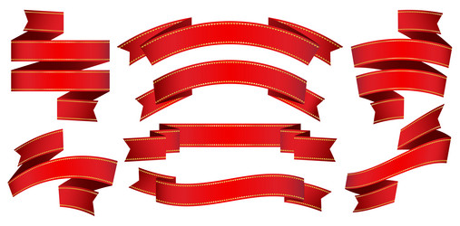 red ribbon scroll banner element vector