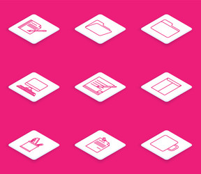 set line blank notebook and pen document folder vector image
