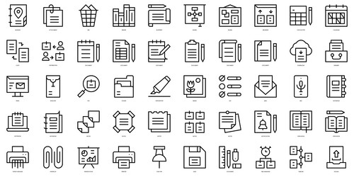 set of thin line notes and tasks icons vector