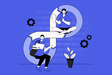 devops web concept with character scene in flat vector image
