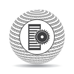 globe binary concept data server gear vector image