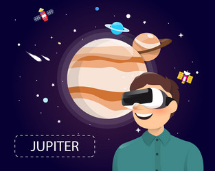 Man Exploring Jupiter in VR vector image