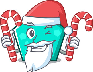 Santa with candy pentagon mascot cartoon style vector