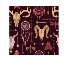 seamless pattern with boho bohemian background vector image