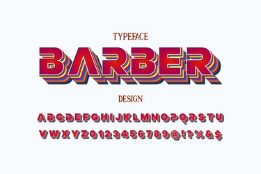 modern alphabet font typeface red style shadow vector image