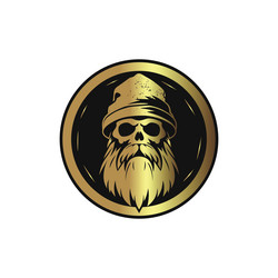 Gold old man face logo in the circle vector