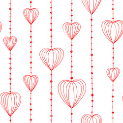 hand drawing pattern with threads and heart beads vector image