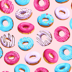 Seamless pattern with high detailed donuts vector