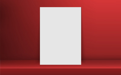 Blank frame in empty white color shelf vector