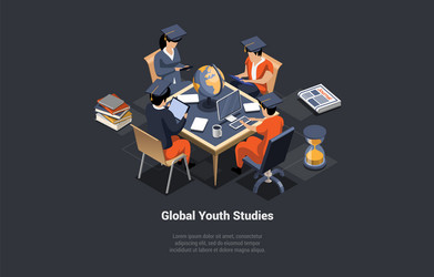 global education program group of students vector