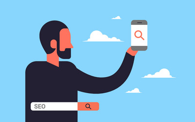 seo search engine optimization man using vector image