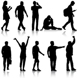 set black silhouettes of beautiful man and woman Vector Image