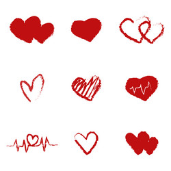 set of heart shape with red color vector image