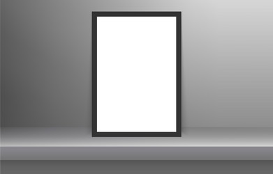 Blank frame in empty white color shelf vector