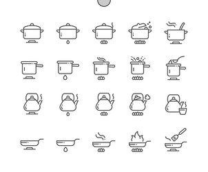 Cookware on stove or kitchen food menu vector