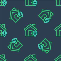 Line map pointer with house icon isolated vector