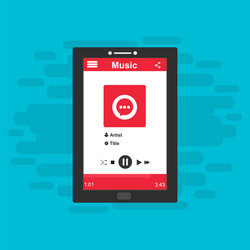 media player application app template with flat vector image