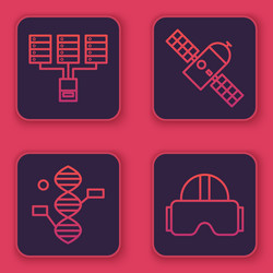 Set line server data web hosting dna symbol vector