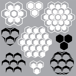 set of geometric patterns with honeycombs vector image