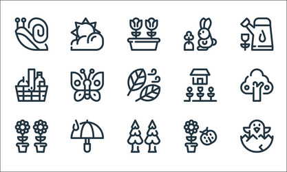 spring season line icons linear set quality vector image