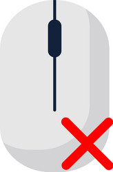 Computer mouse icon with cross error symbol flat vector