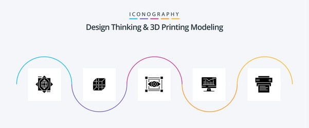 design thinking and d printing modeling glyph 5 vector image