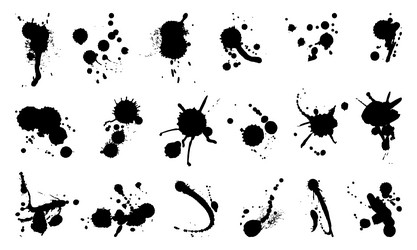 black ink drops splashes and blobs abstract art vector image