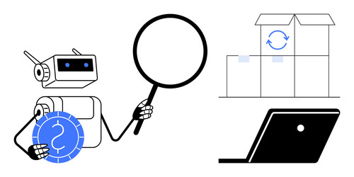 robot analyzing data with magnifying glass dollar vector image