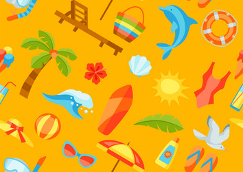 Seamless pattern with summer and beach objects vector