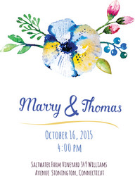 Watercolor Floral Wedding Invitation Vector Image