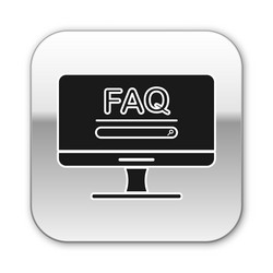 Black computer monitor with text faq information vector