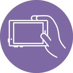hand using tablet device block style icon vector image