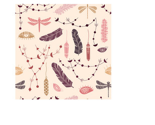 seamless pattern with boho bohemian background vector image