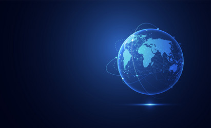 Global network connection world map point vector