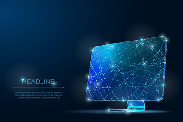 3D Computer Monitor Abstract Network vector image