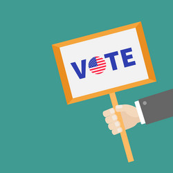 businessman hand holding plate vote text Vector Image