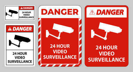 Cctv 24 hour video surveillance sign Royalty Free Vector