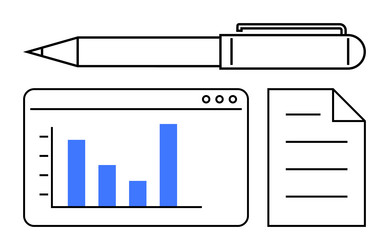 digital analytics tools with bar chart document vector image