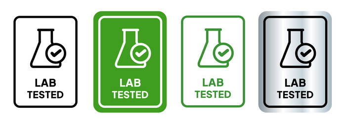 Lab tested check mark flask laboratory square vector