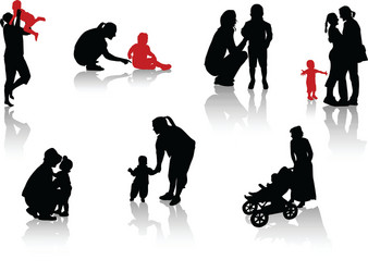 Parent Silhouette Family Vector Image