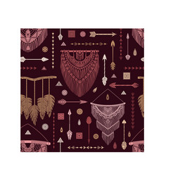 seamless pattern with boho bohemian background vector image