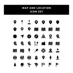 set map and navigation glyph style design vector image